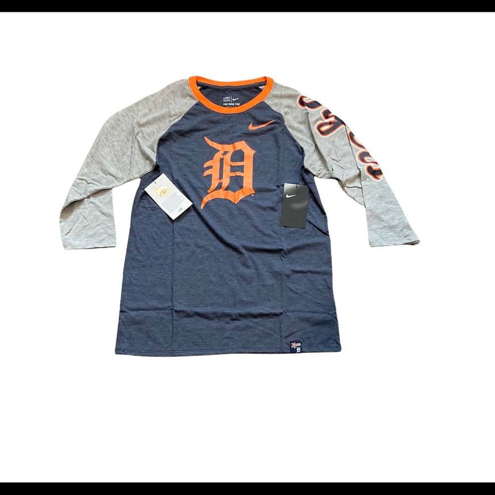Detroit Tigers Nike Women’s 3/4 Sleeve Raglan Tri‎ Blend Shirt Small